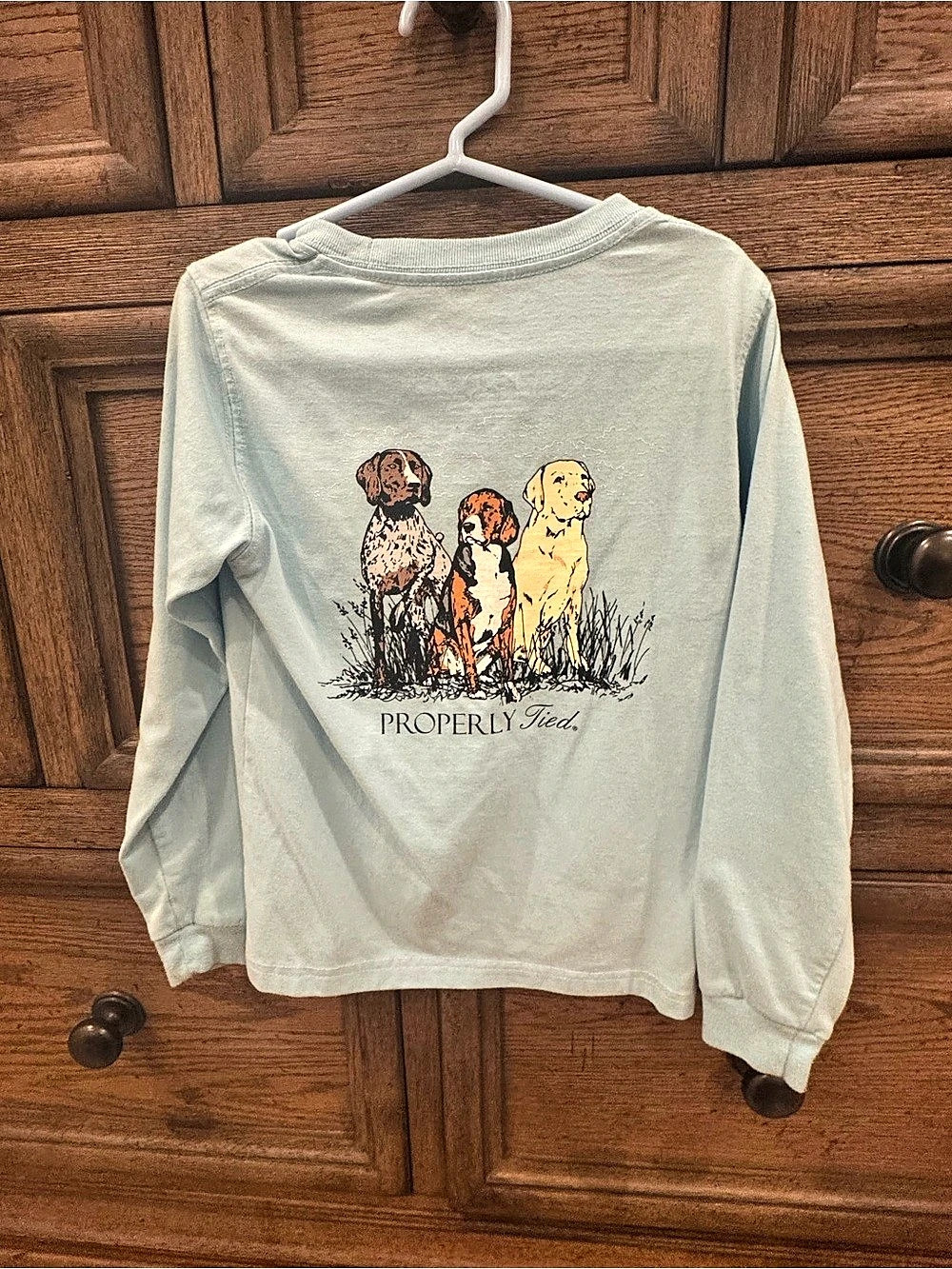 Properly Tied Hunting Dogs Long Sleeve Tee - Light Blue
